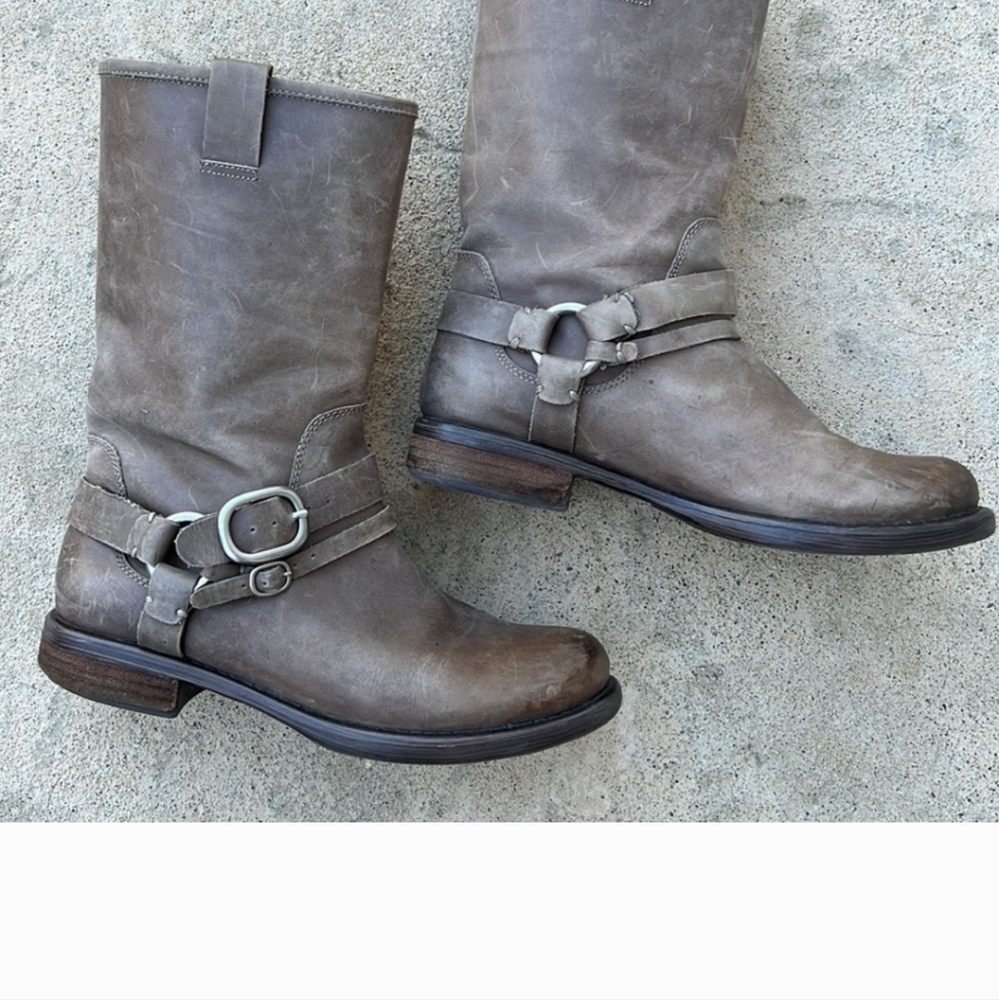 Lucky Brand Taupe Brown Novah Buckle Mid Calf Boot Women's Size 8